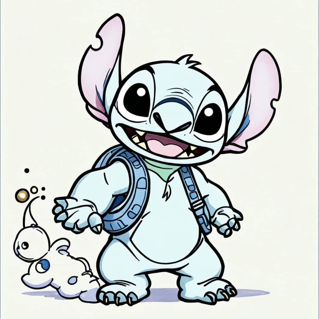Colored Stitch with a jetpack