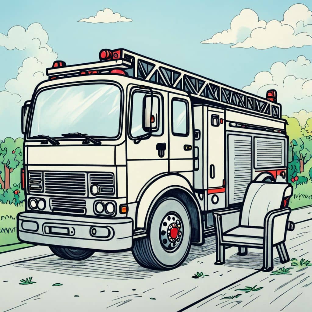 Colored Fire truck near an armchair