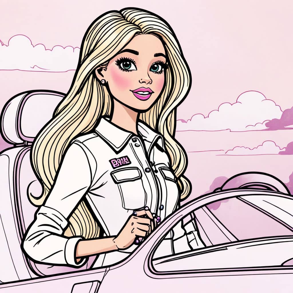 Colored Barbie - piloting a jet