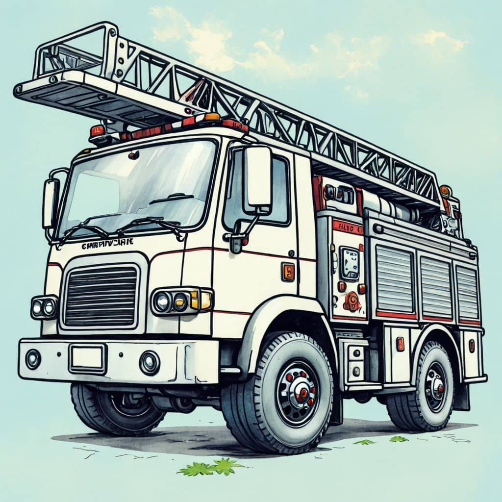 Colored Fire truck with a vacuum cleaner