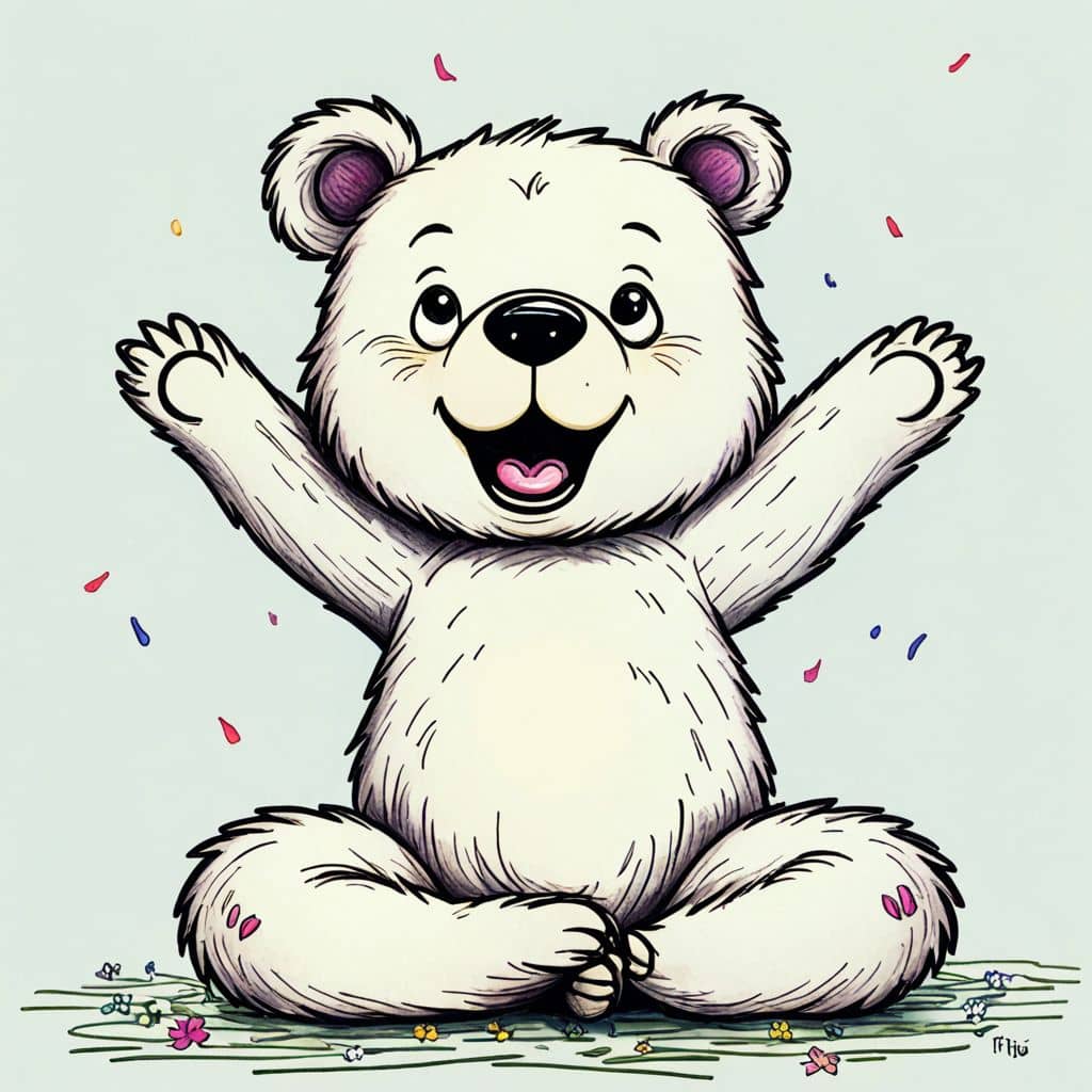 Colored Bear doing yoga