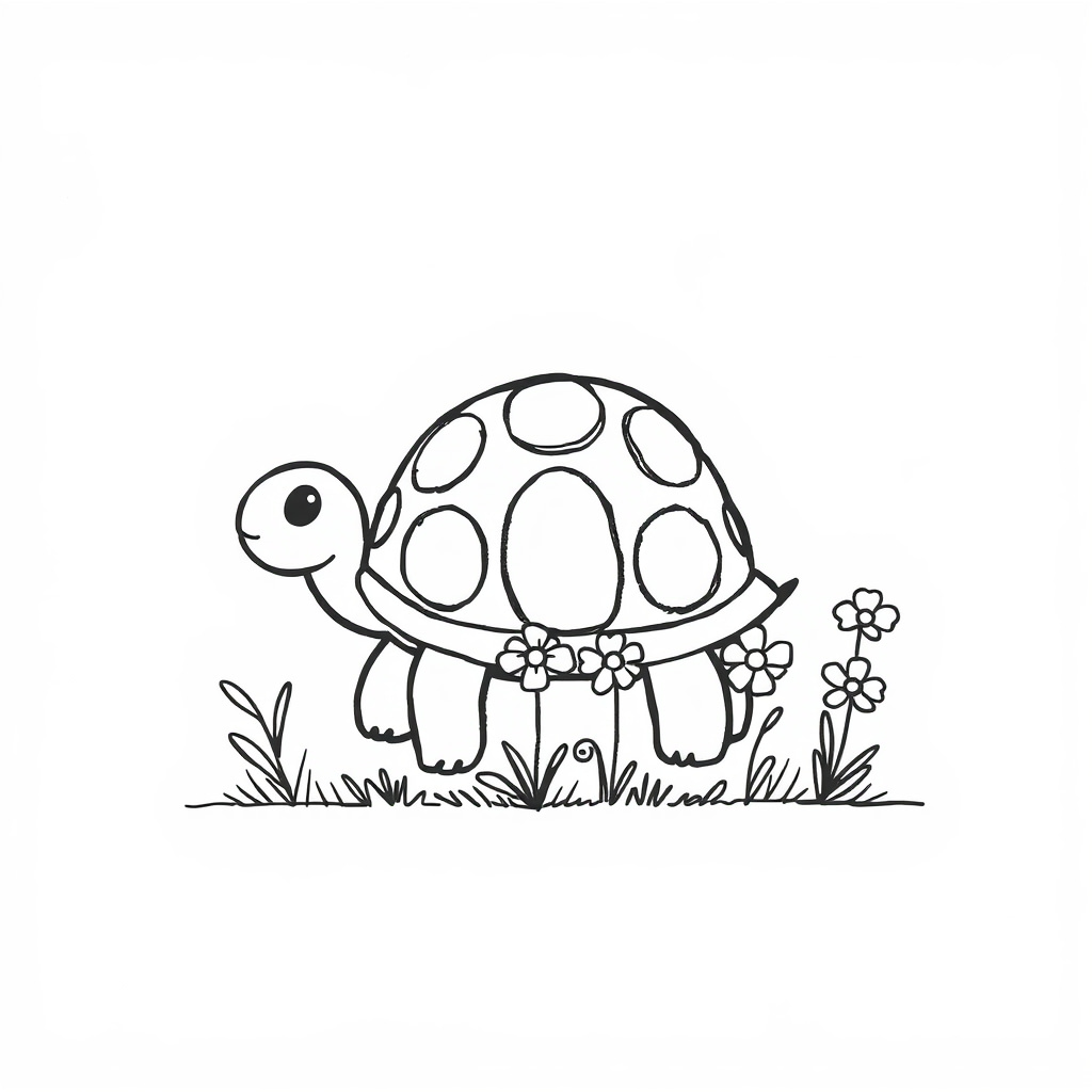 Turtle with spring flowers