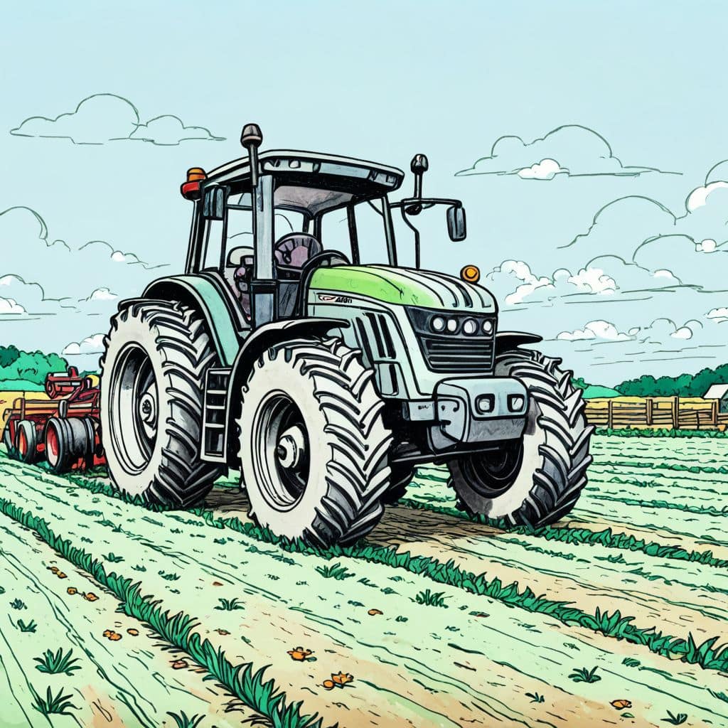Colored Tractor driver plowing the field.