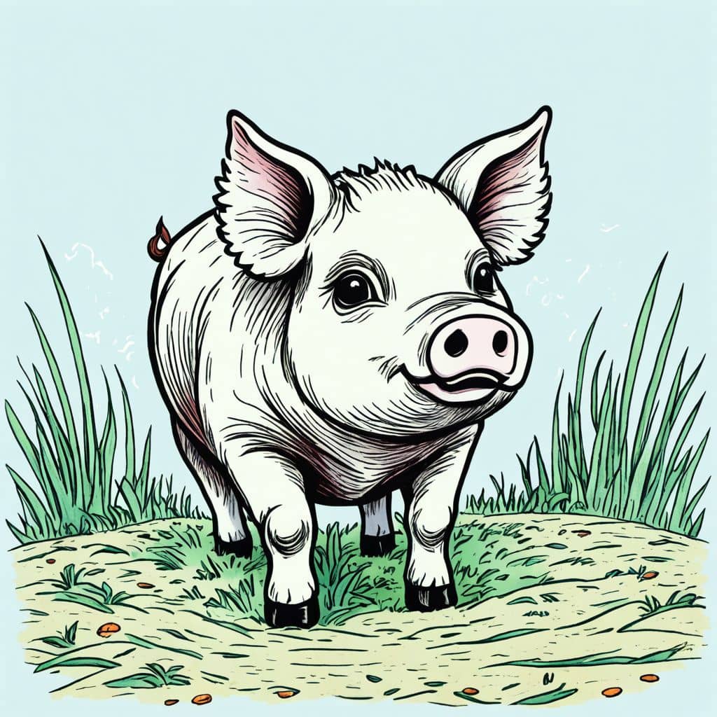 Colored Pig rolling in mud