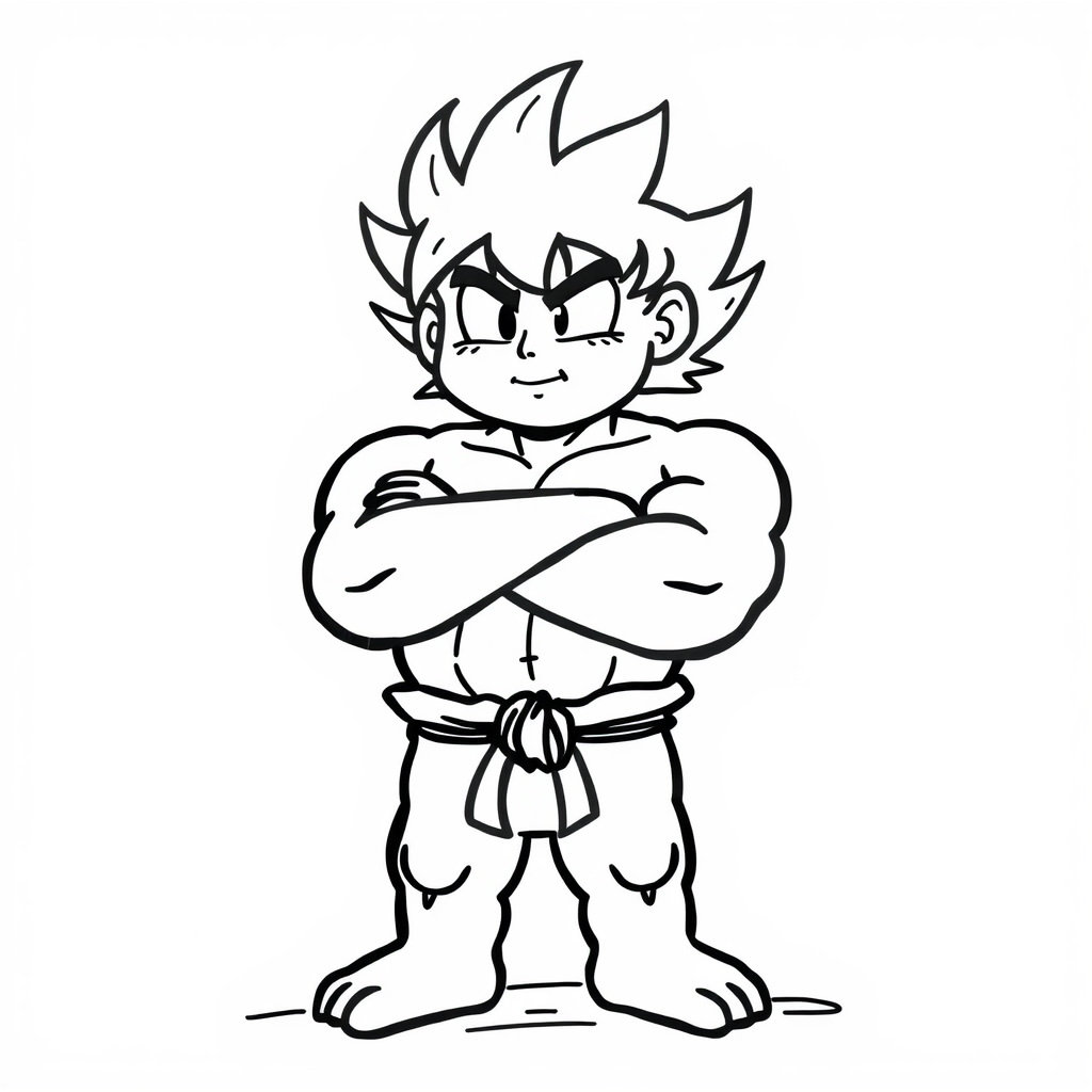 Broly standing with arms crossed