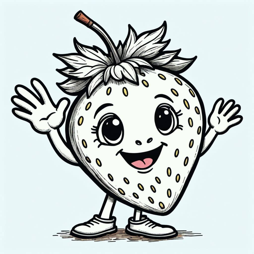 Colored Smiling strawberry waving hello