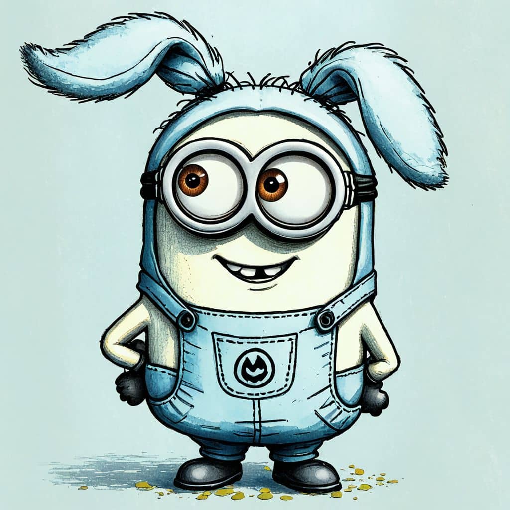 Colored Minion - the character from Despicable Me wearing a bunny costume