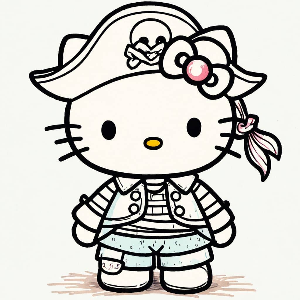 Colored Hello Kitty - pirate costume