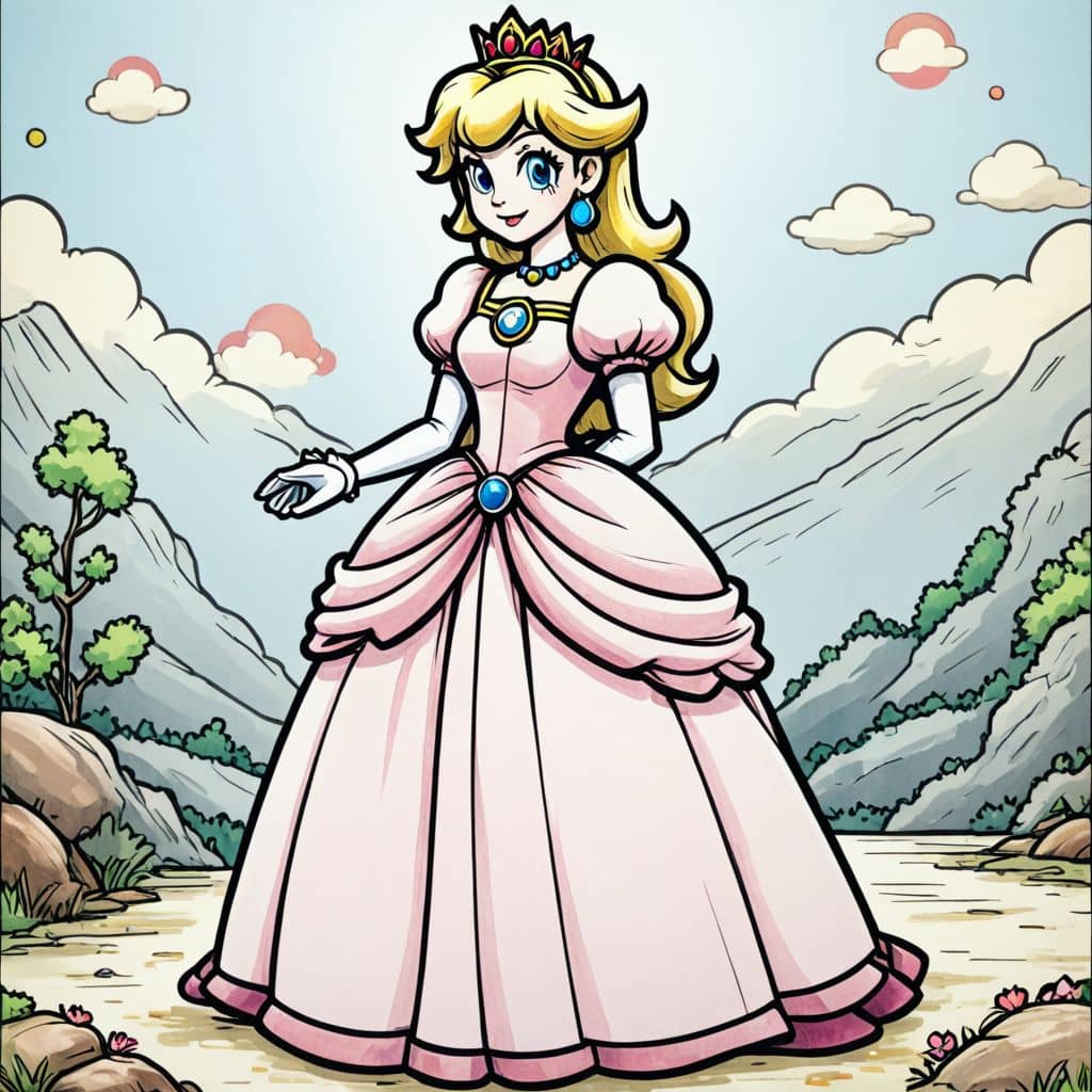 Colored Princess Peach - royal gown