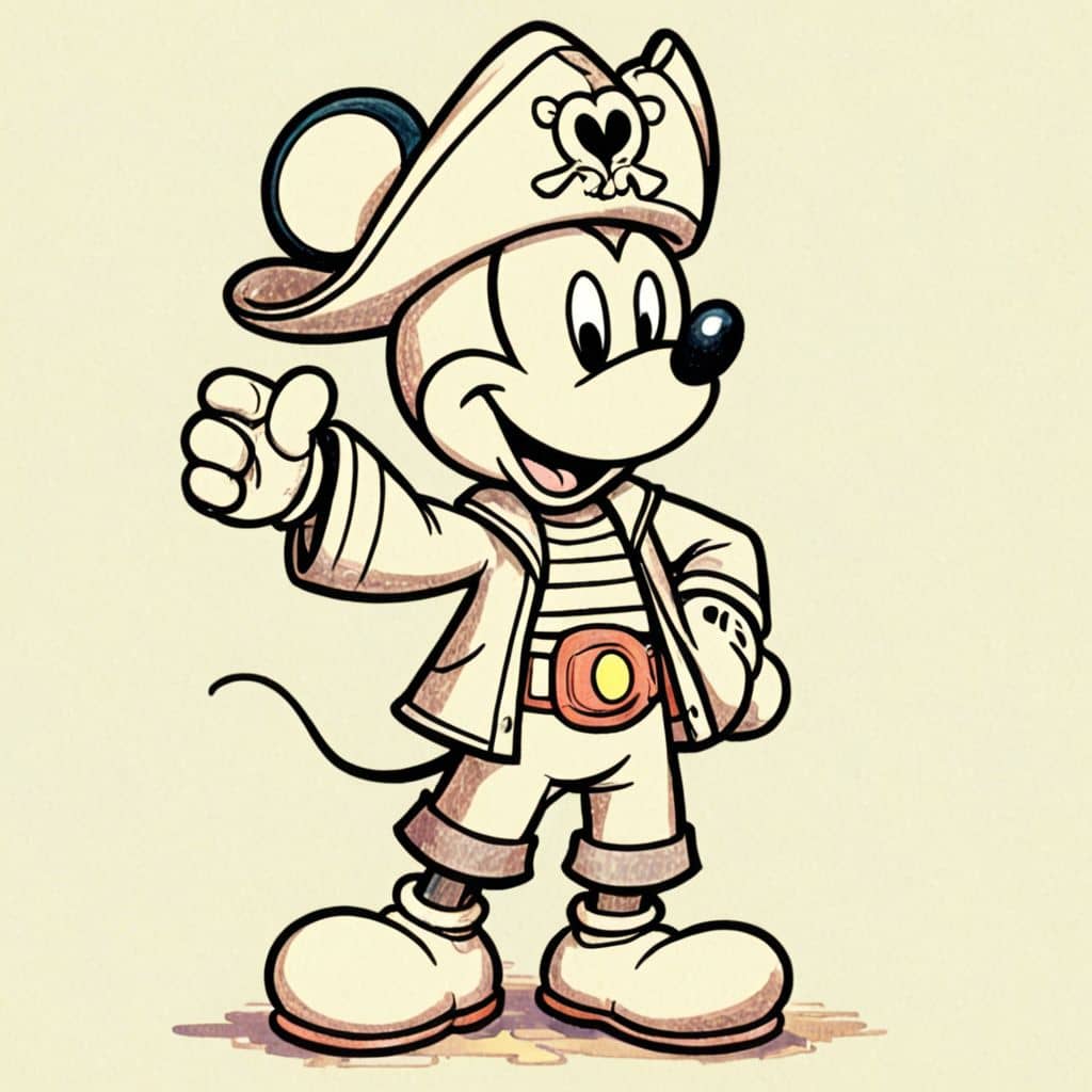 Colored Mickey Mouse - pirate outfit