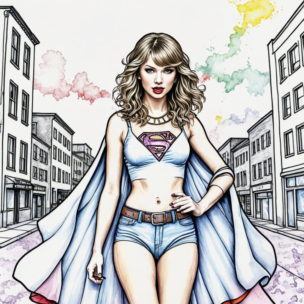 Colored Taylor Swift as a superhero