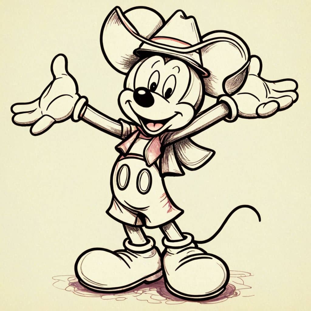 Colored Mickey Mouse - cowboy hat