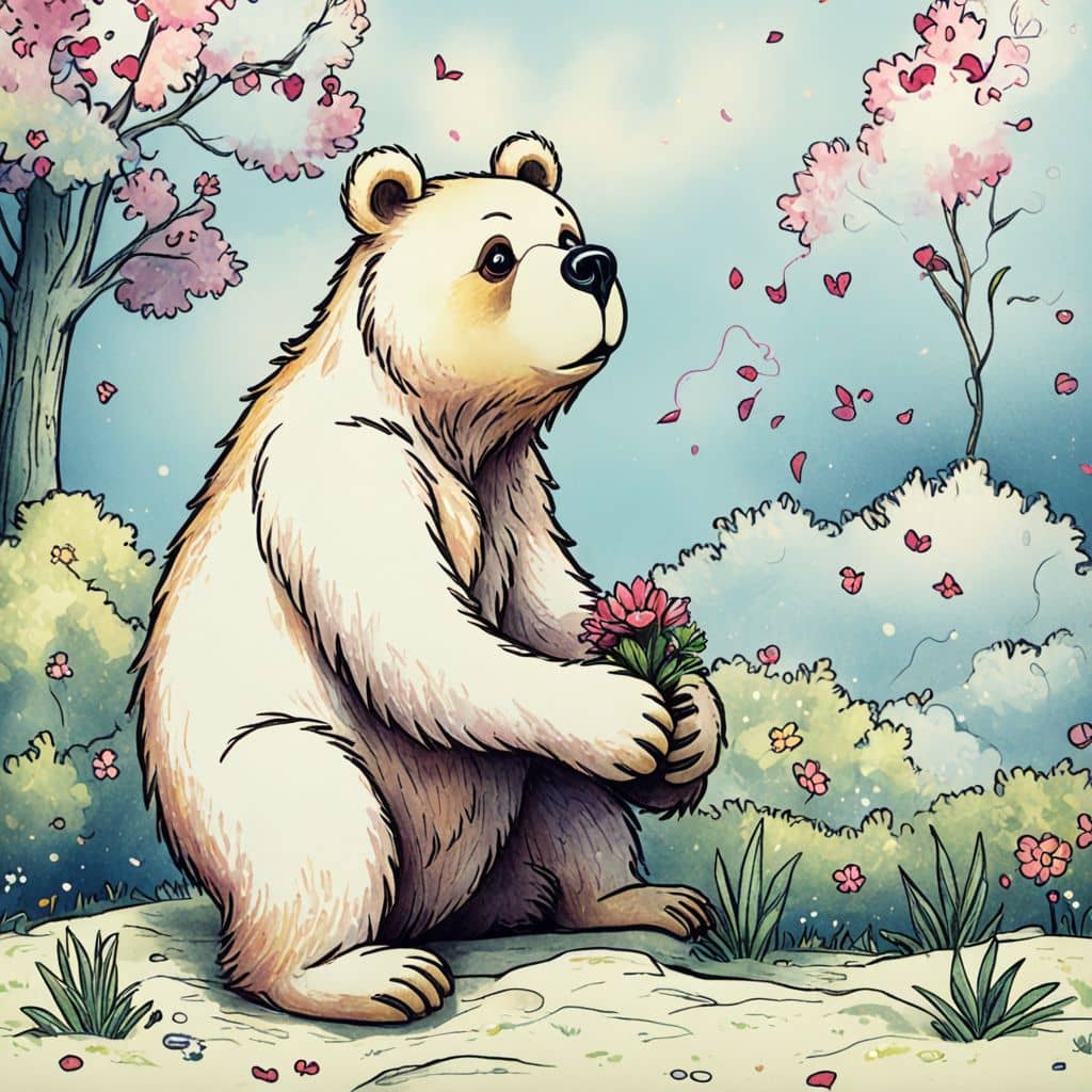Colored Bear trimming bushes