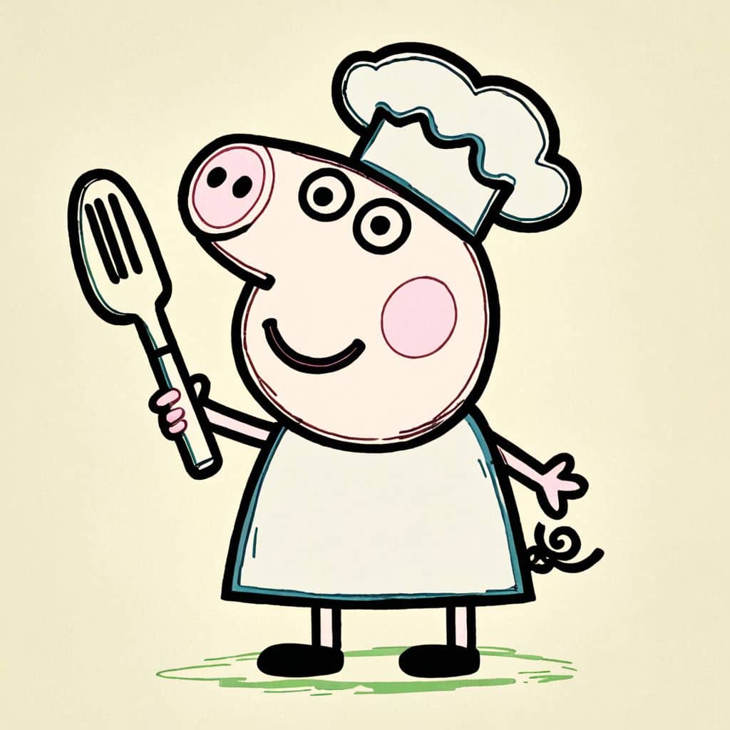 Colored Peppa Pig - chef