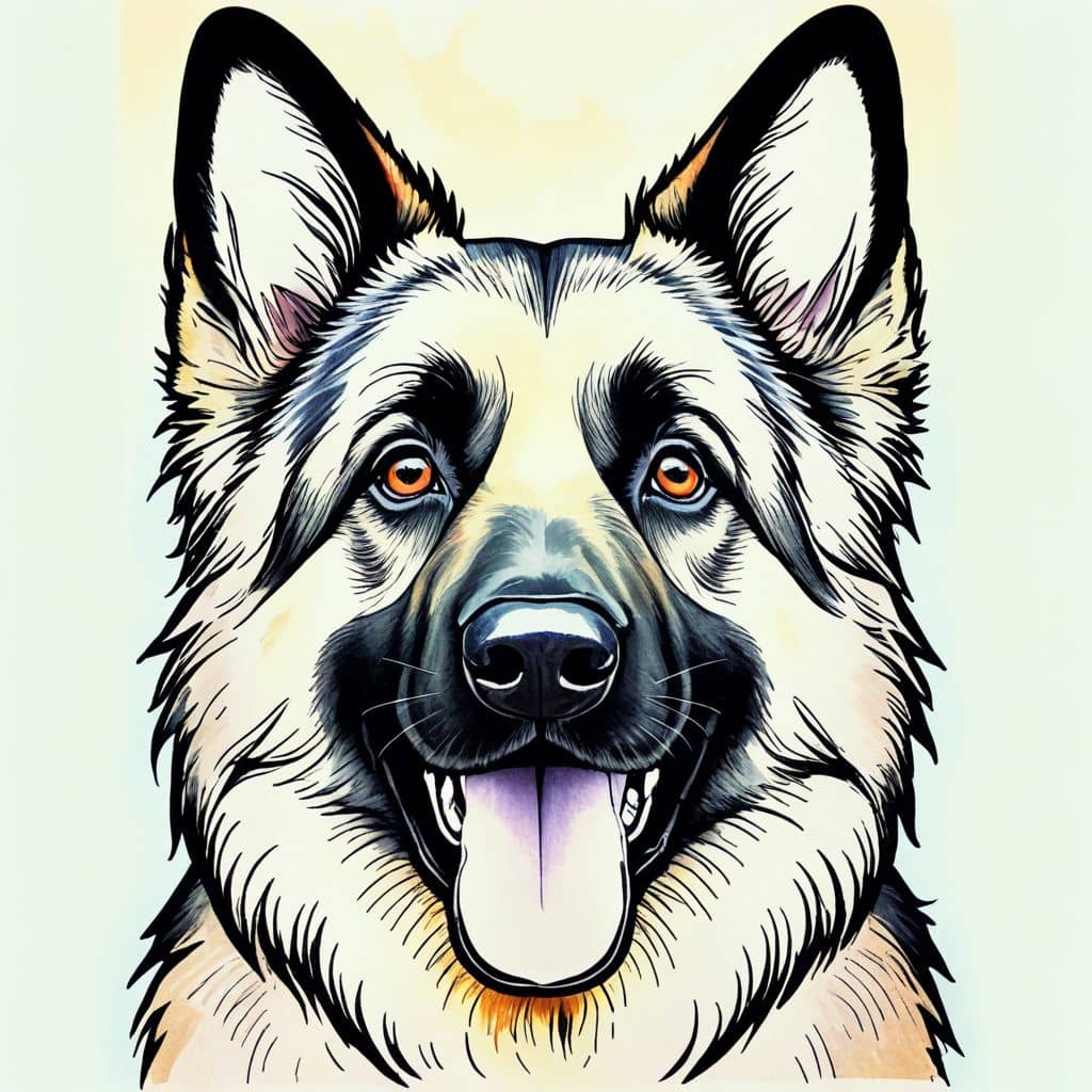 Colored German Shepherd painting