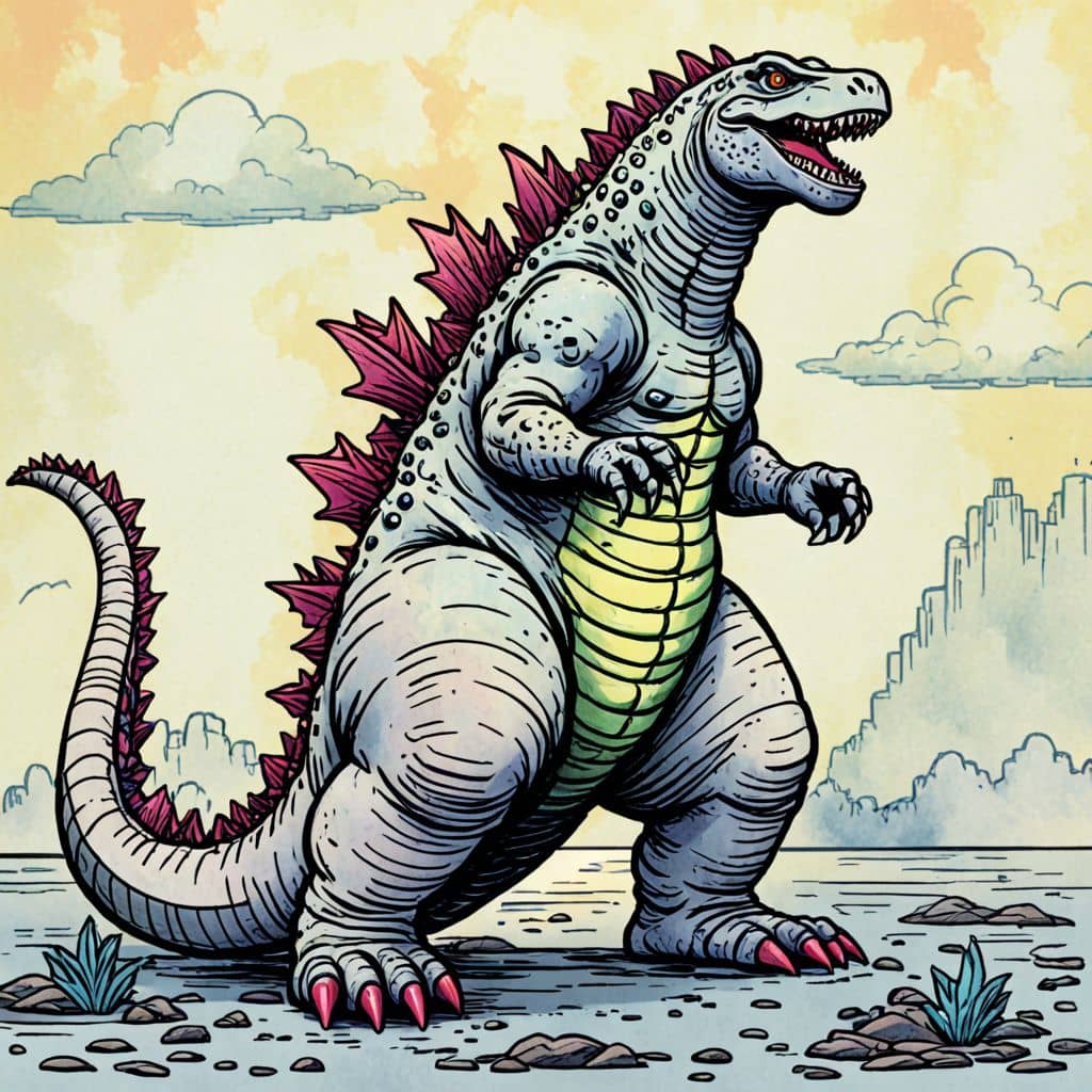Colored Godzilla - painting a picture