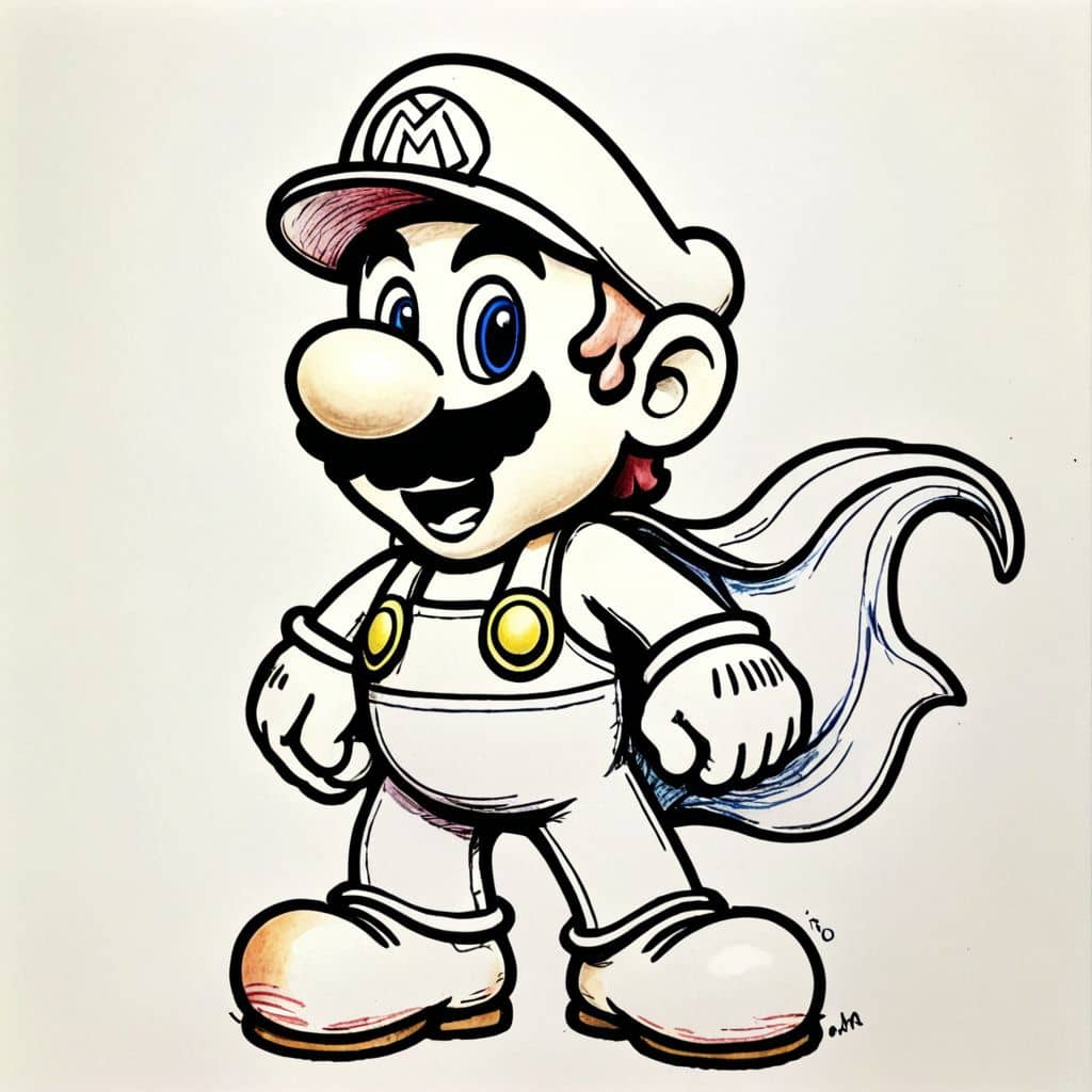 Colored Mario in superhero outfit