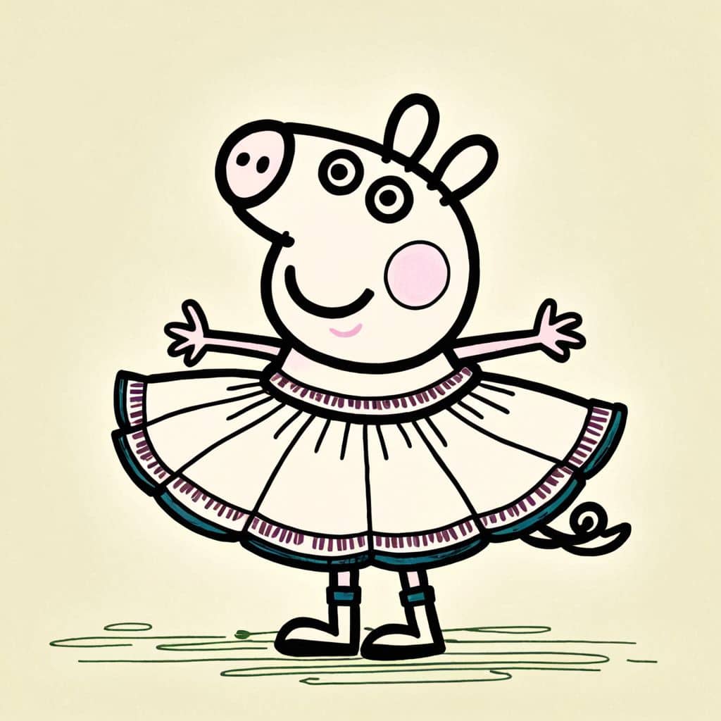 Colored Peppa Pig - ballerina