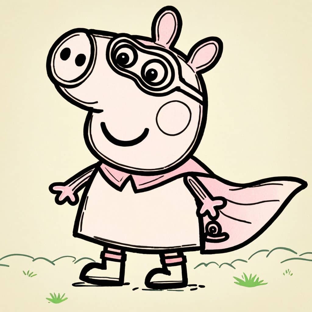 Colored Peppa Pig - superhero