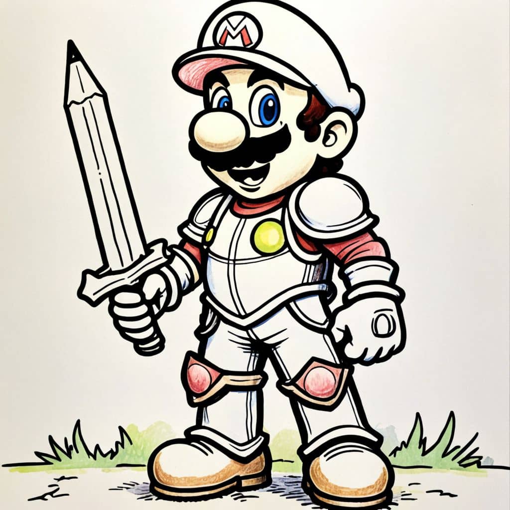 Colored Mario in knight armor.