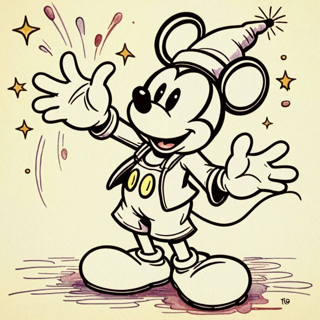 Colored Mickey Mouse - casting a spell