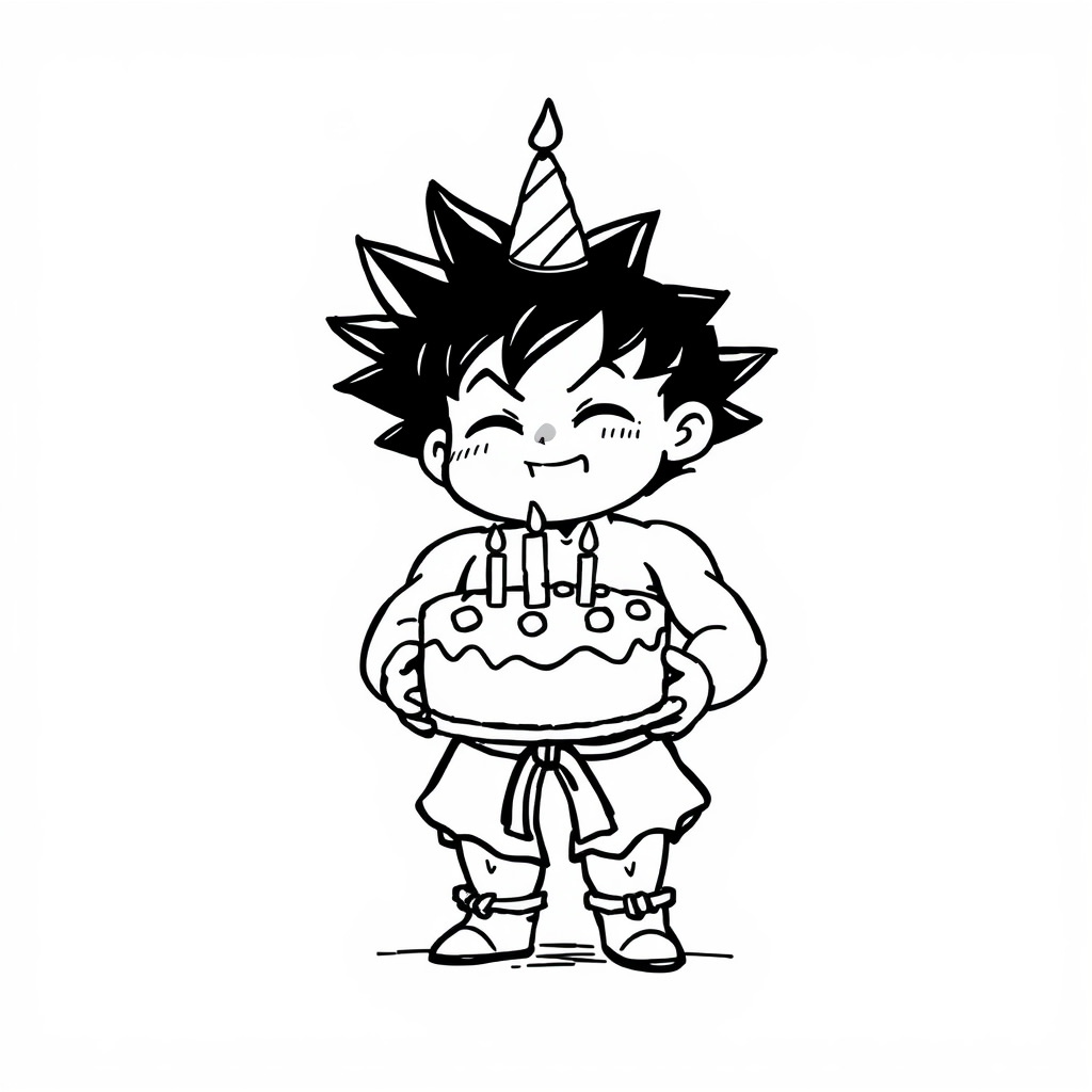 Broly holding a birthday cake