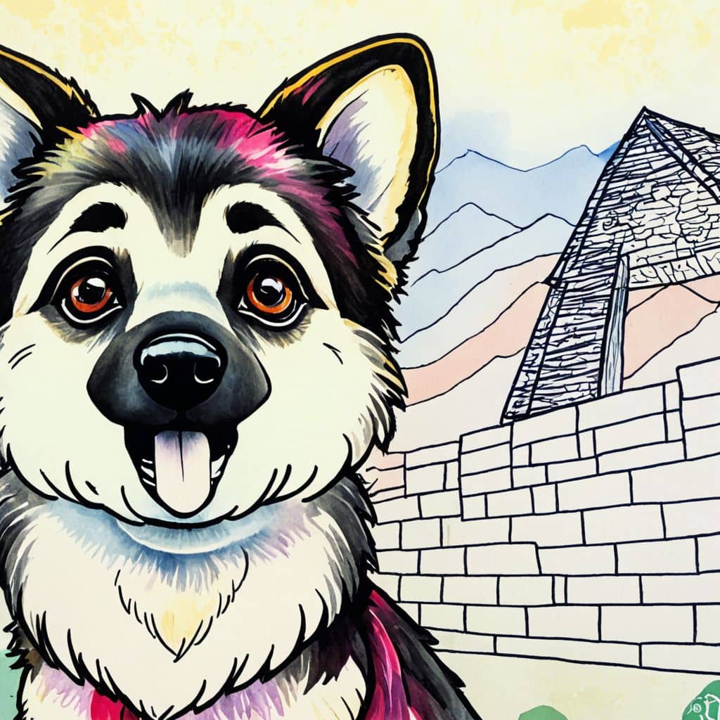 Colored German Shepherd at Great Wall