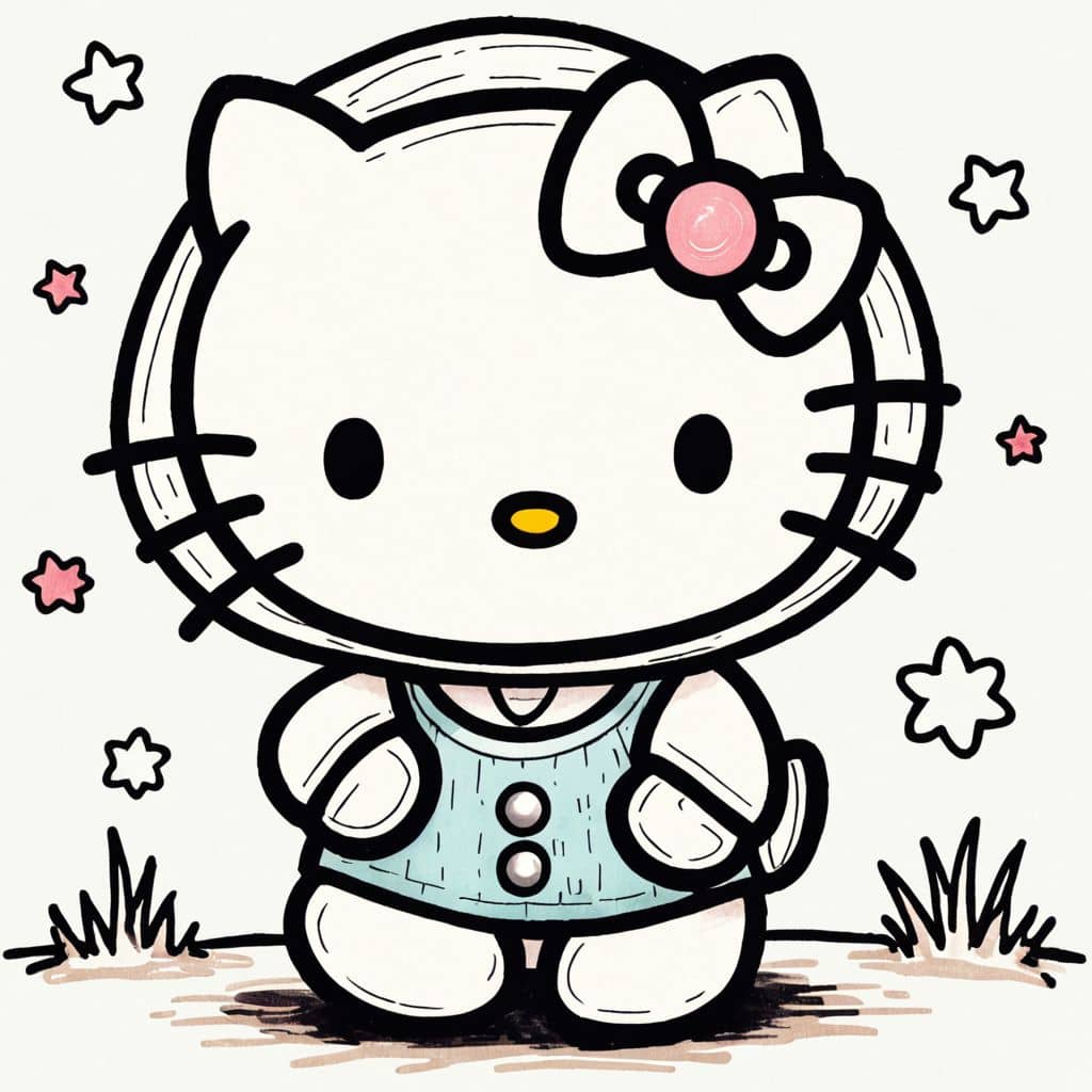 Colored Hello Kitty Cartoon - Invisible