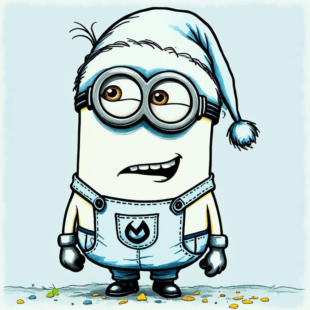 Colored Minion from Despicable Me wearing a Santa hat