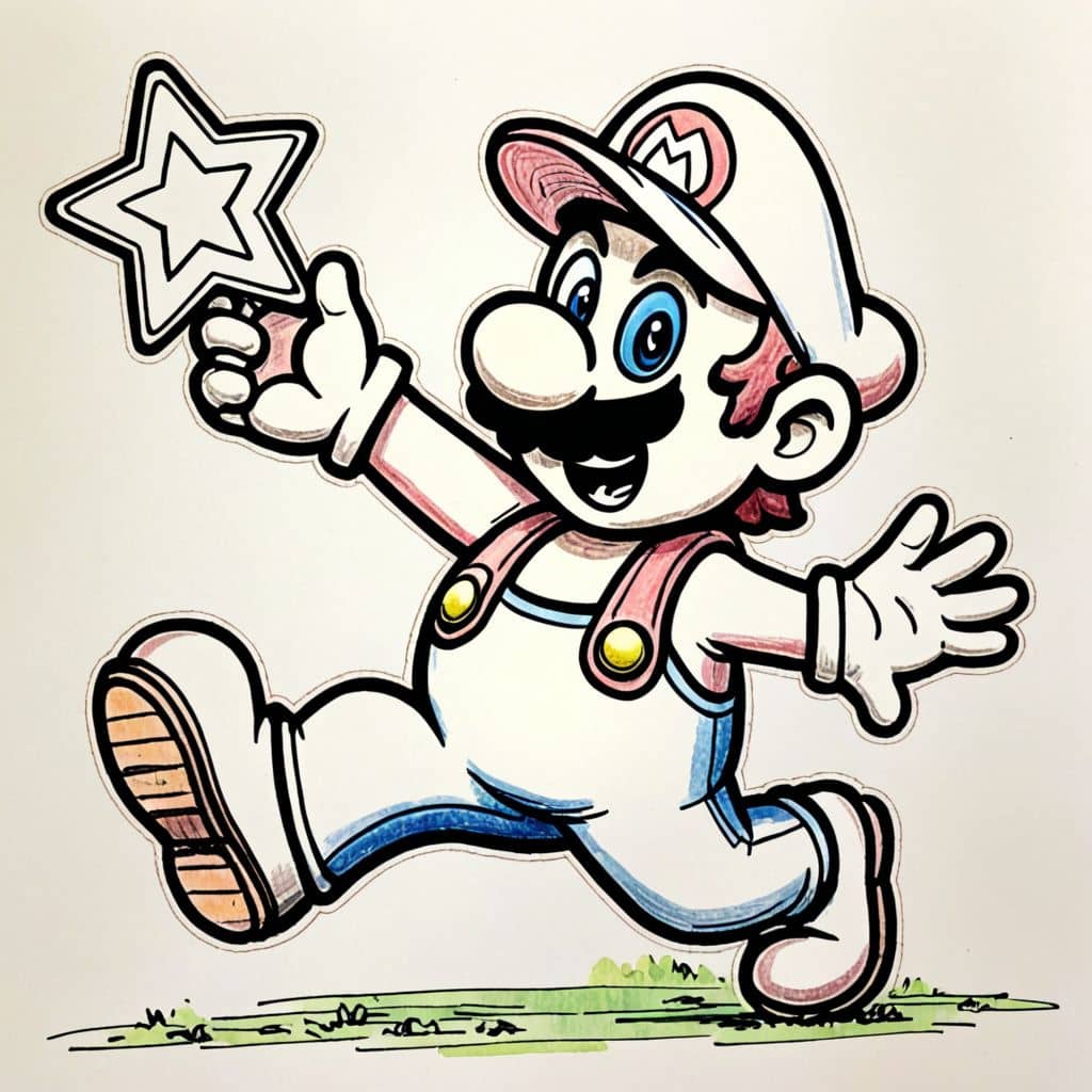 Colored Mario using invincibility star