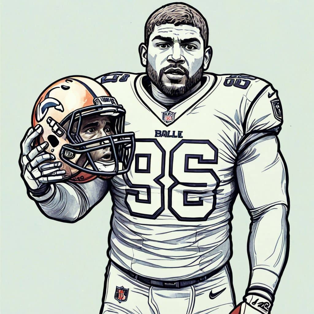 Colored Aaron Donald - the defensive tackle from Los Angeles Rams holding a kawaii helmet