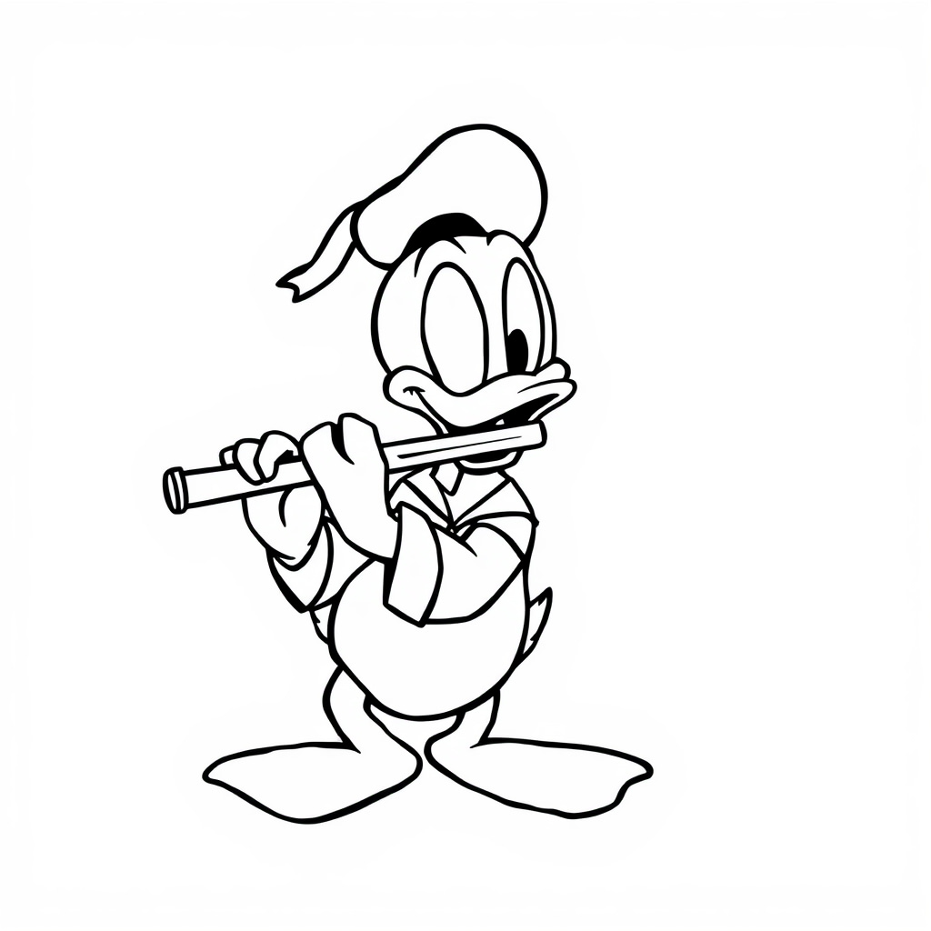 Donald playing the flute