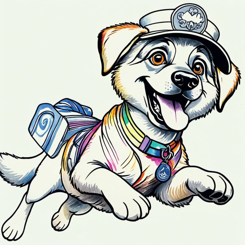 Colored Rescue Dog in Action