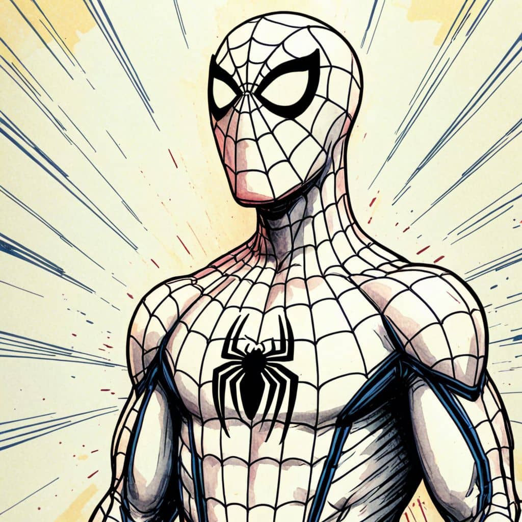 Colored Spiderman - surprised and gasping