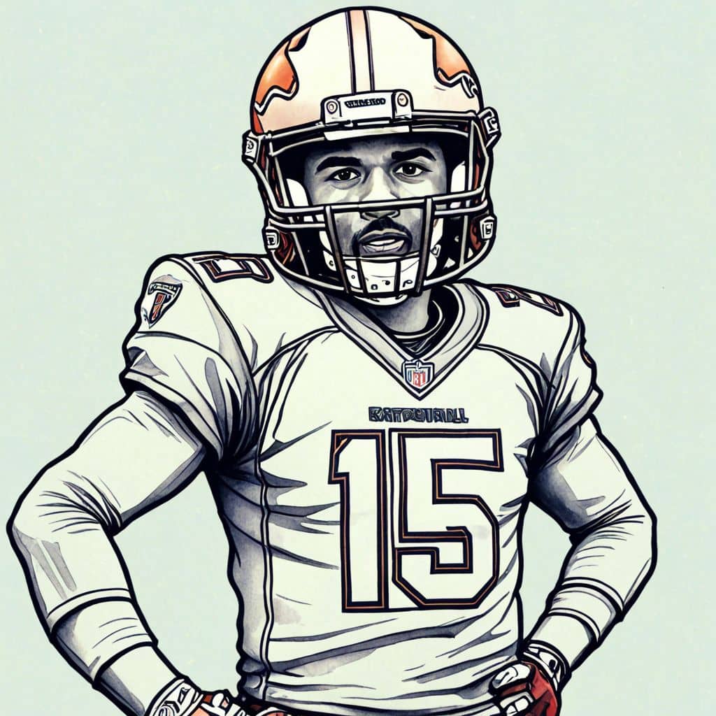 Colored Russell Wilson - the quarterback from Denver Broncos wearing a kawaii jersey