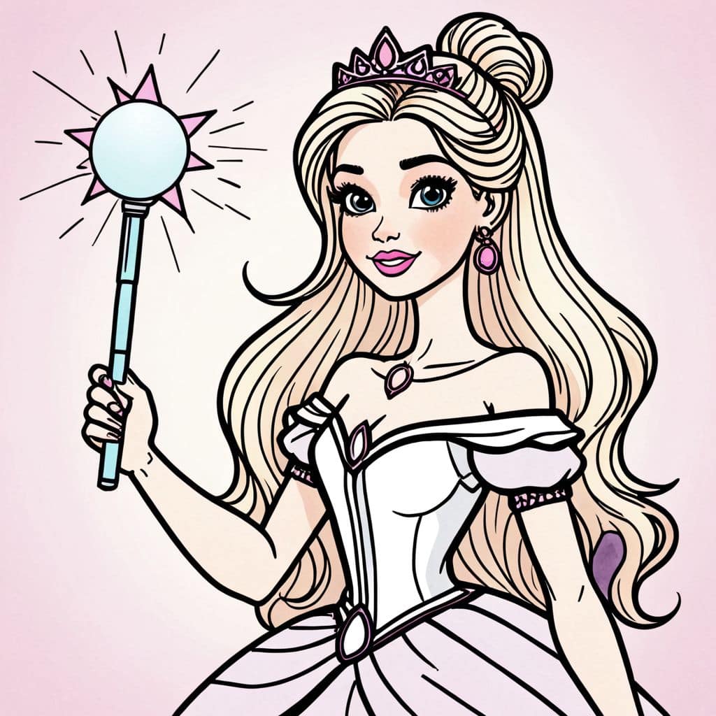 Colored Princess Barbie with glowing wand