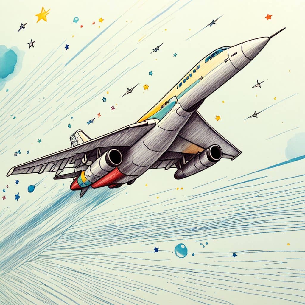 Colored Concorde jet breaking the sound barrier