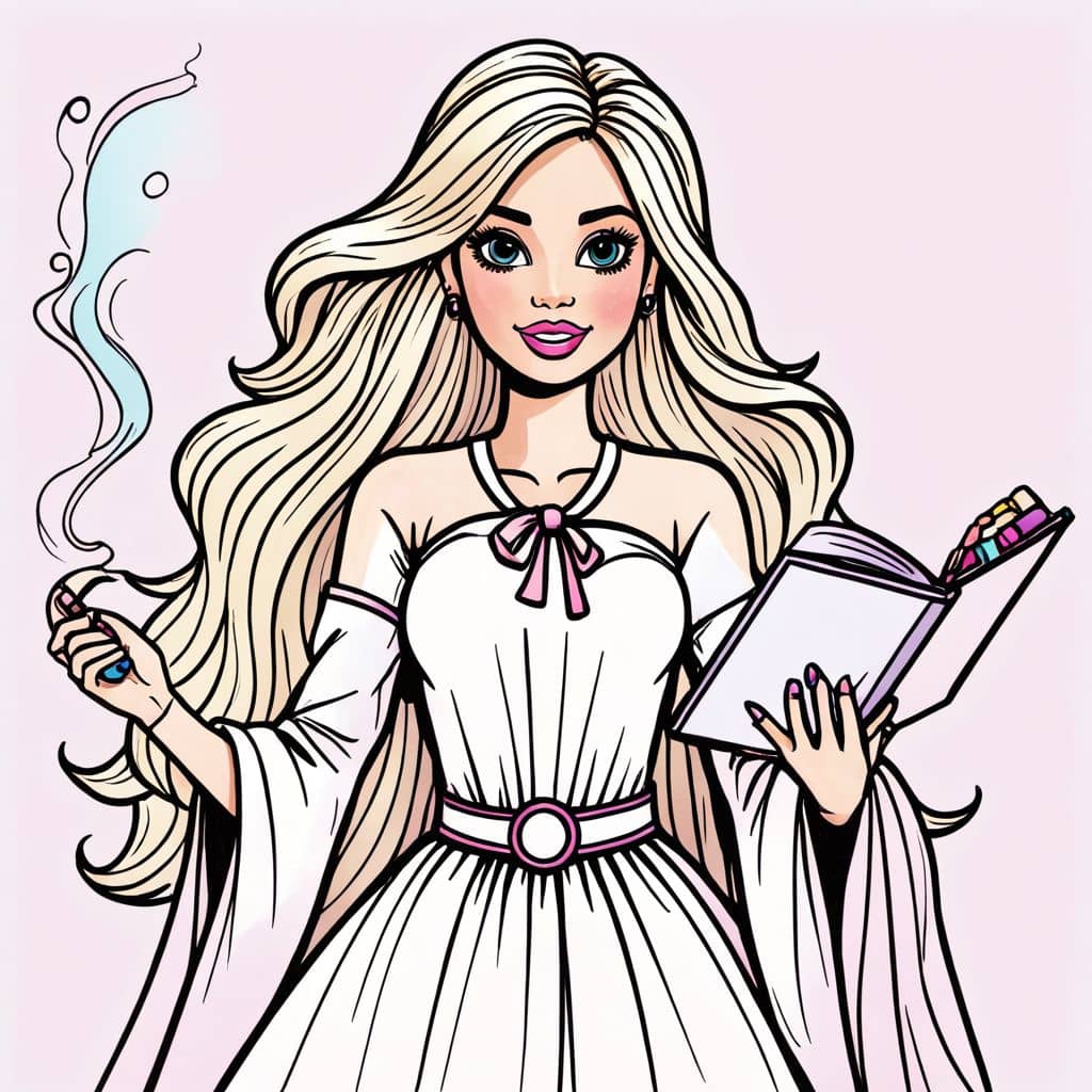 Colored Wizard Barbie with magic book