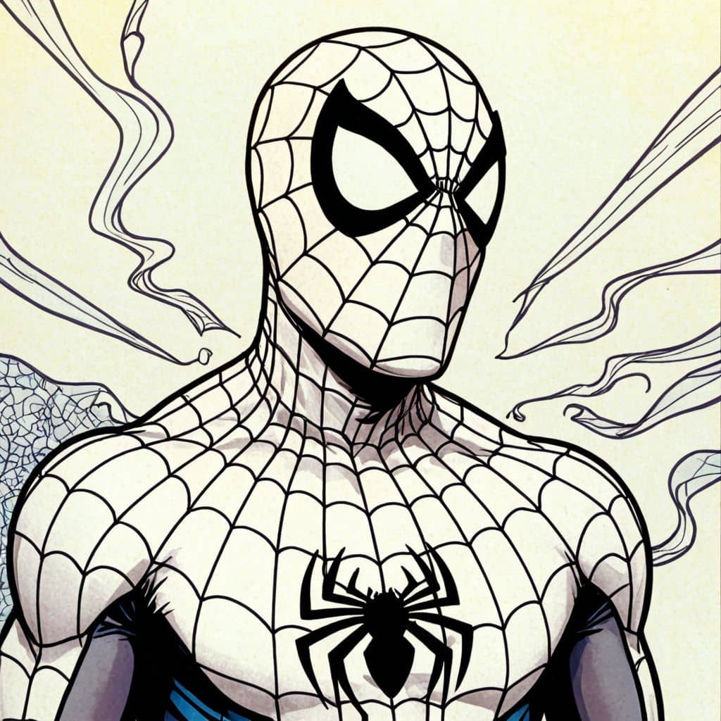 Colored Spiderman - scared and startled