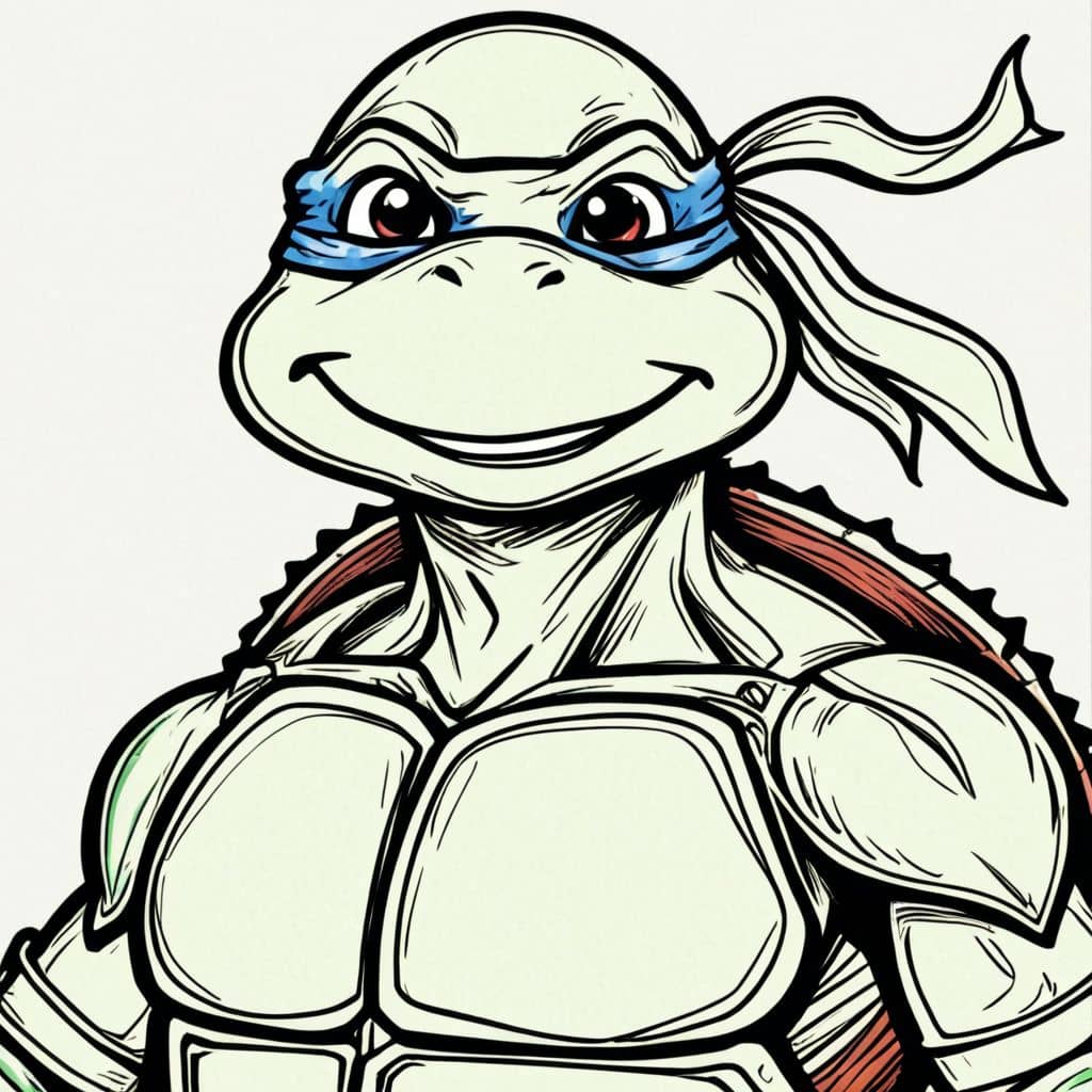 Colored Leonardo - the Ninja Turtle smiling