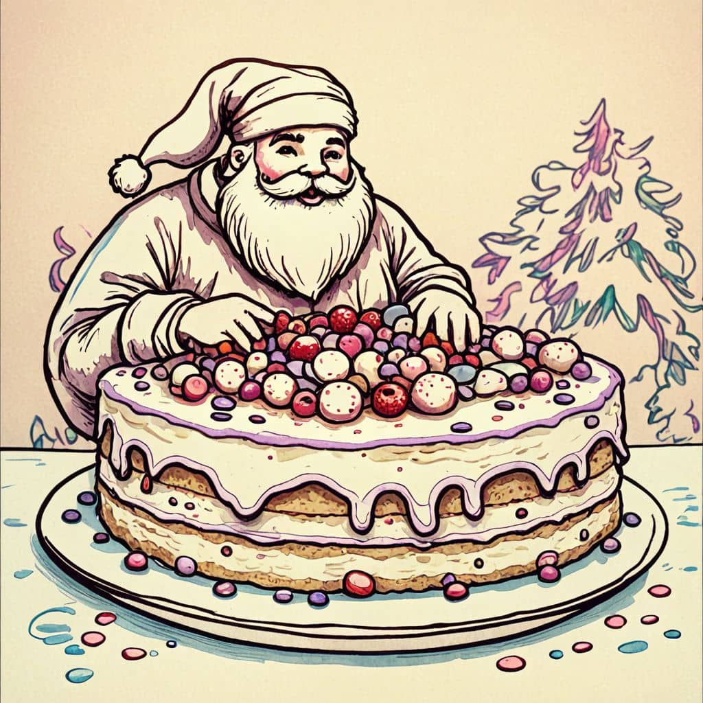 Colored Christmas cake with Santa Claus