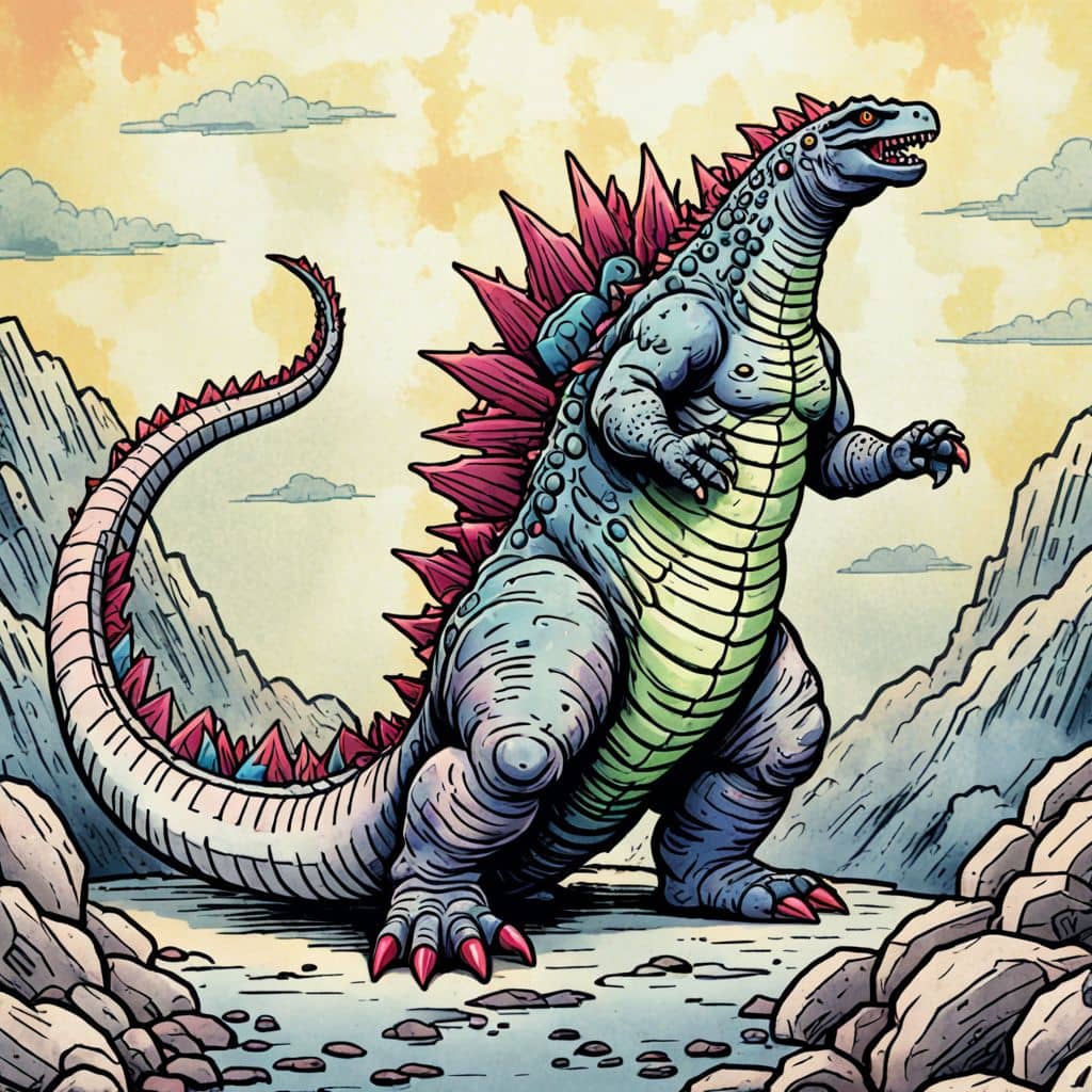 Colored Godzilla - Sleepy