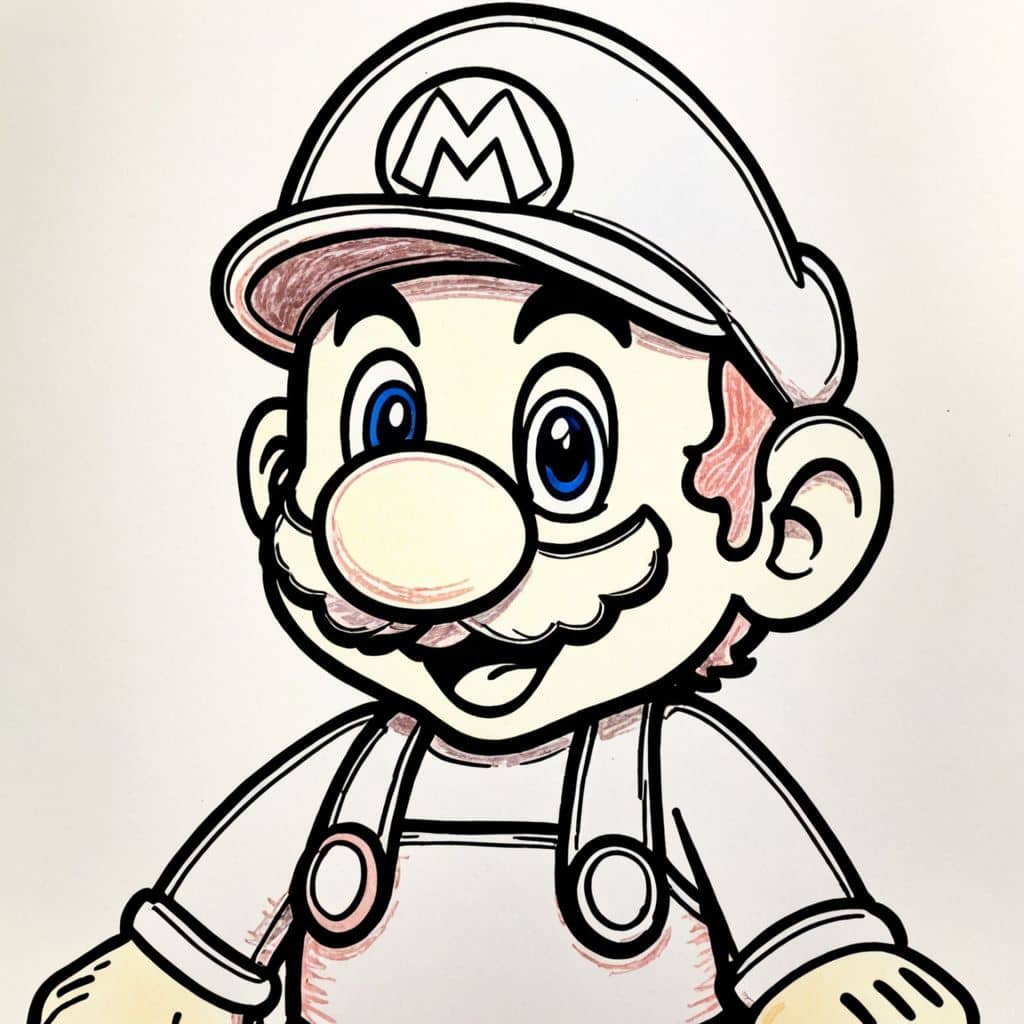 Colored Mario looking surprised