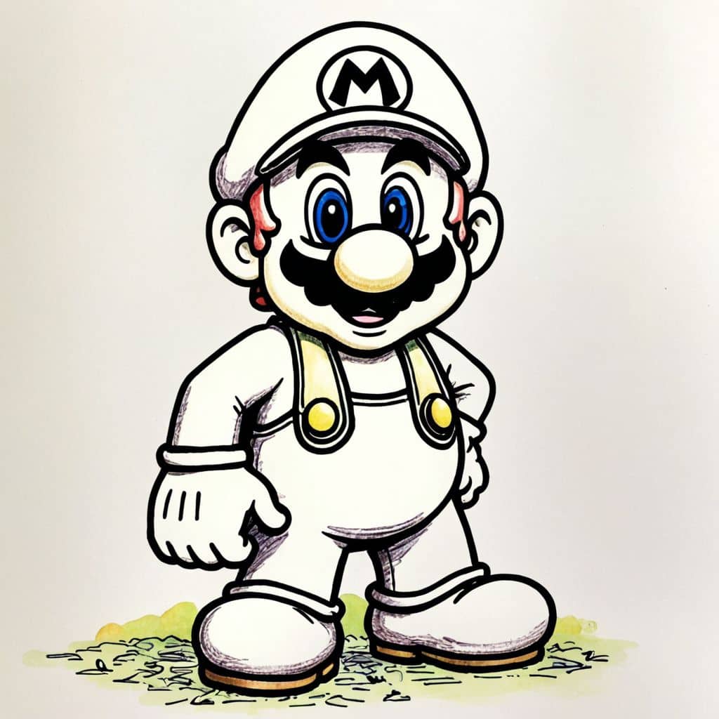 Colored Mario feeling sad