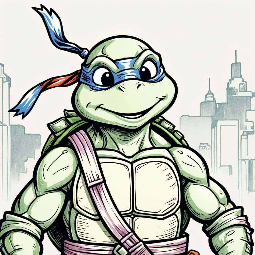Colored Leonardo - the Ninja Turtle surprised