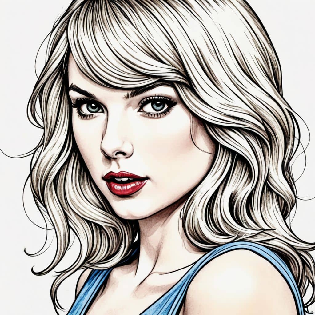 Colored Taylor Swift - nervously biting lip