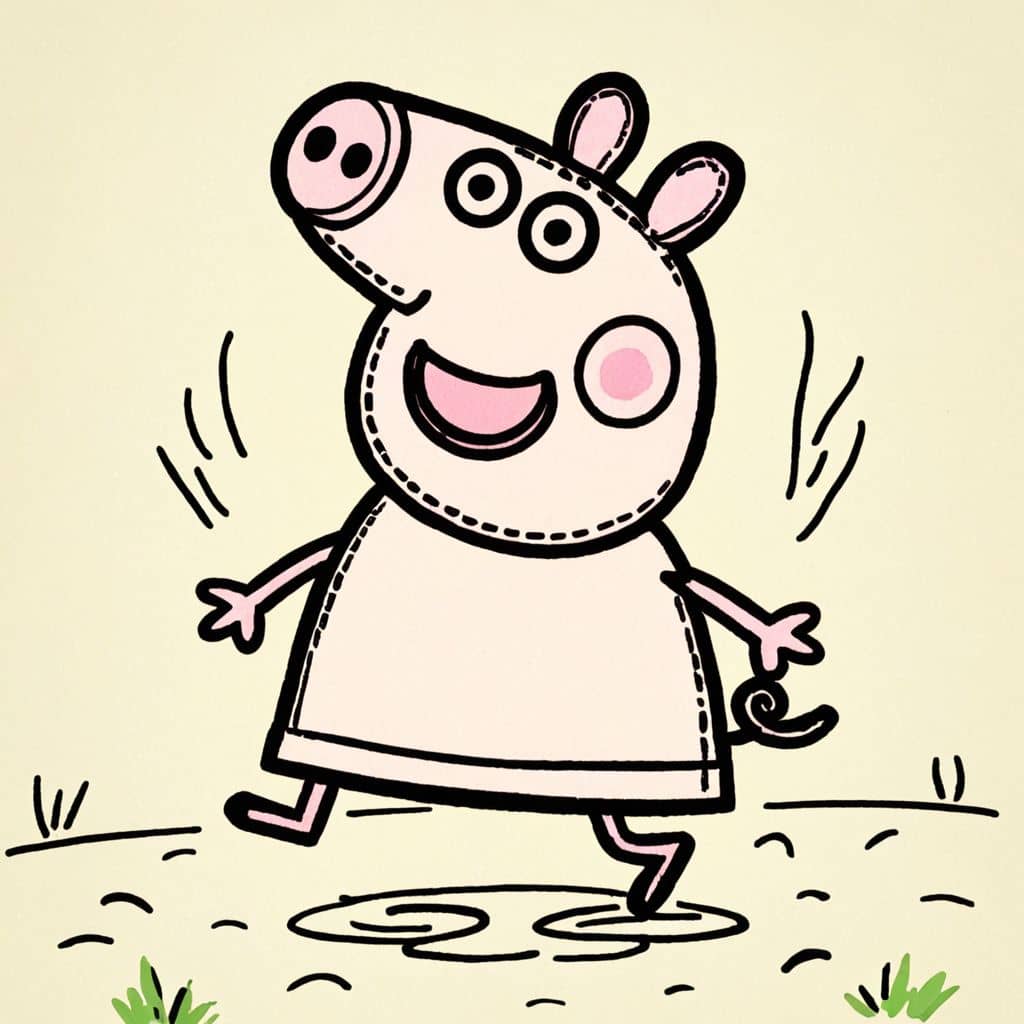 Colored Peppa Pig - excited jump