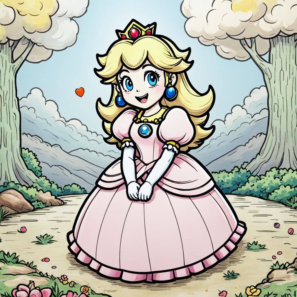 Colored Princess Peach - Laughing
