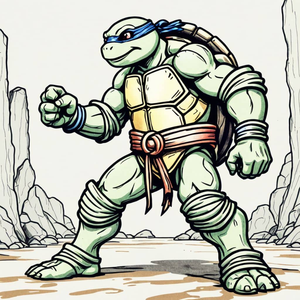Colored Leonardo - Ninja Turtle training