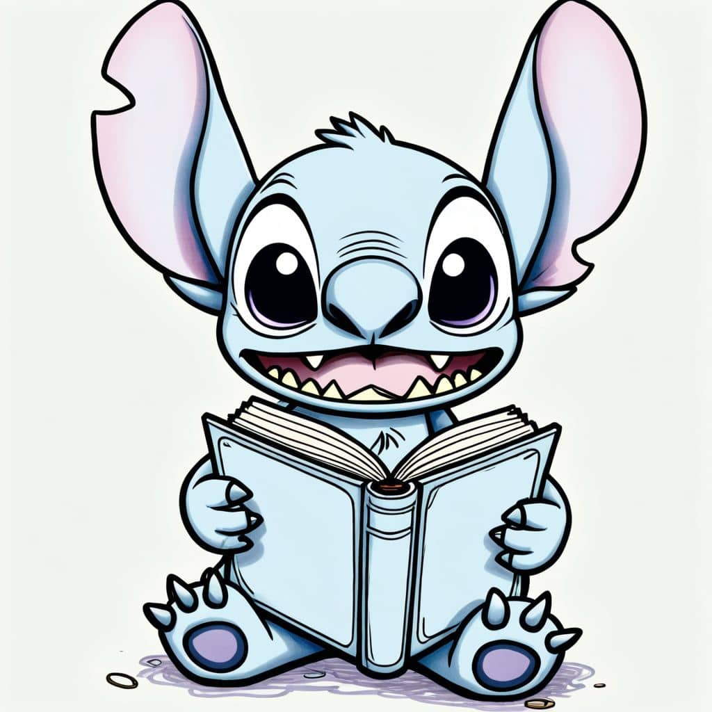 Colored Stitch - angry with book